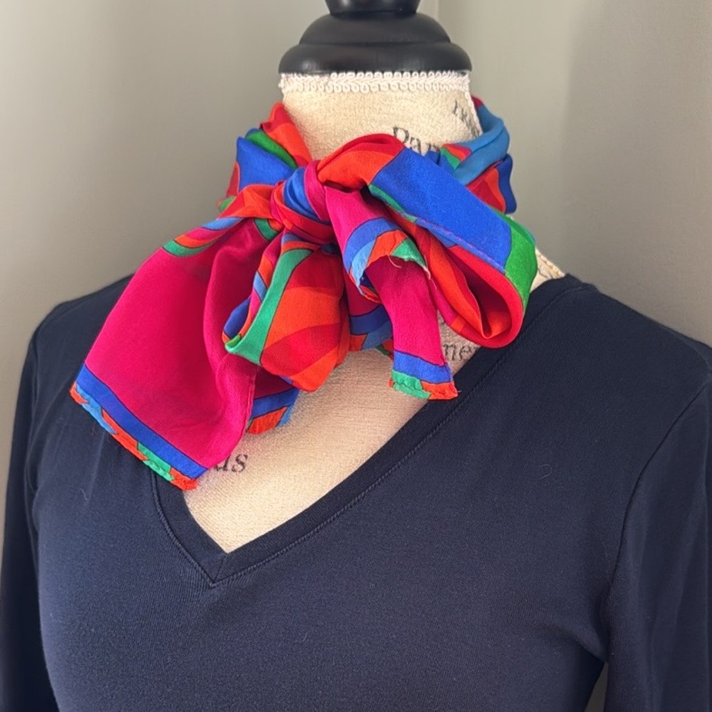 Vintage silk mod psychedelic long scarf